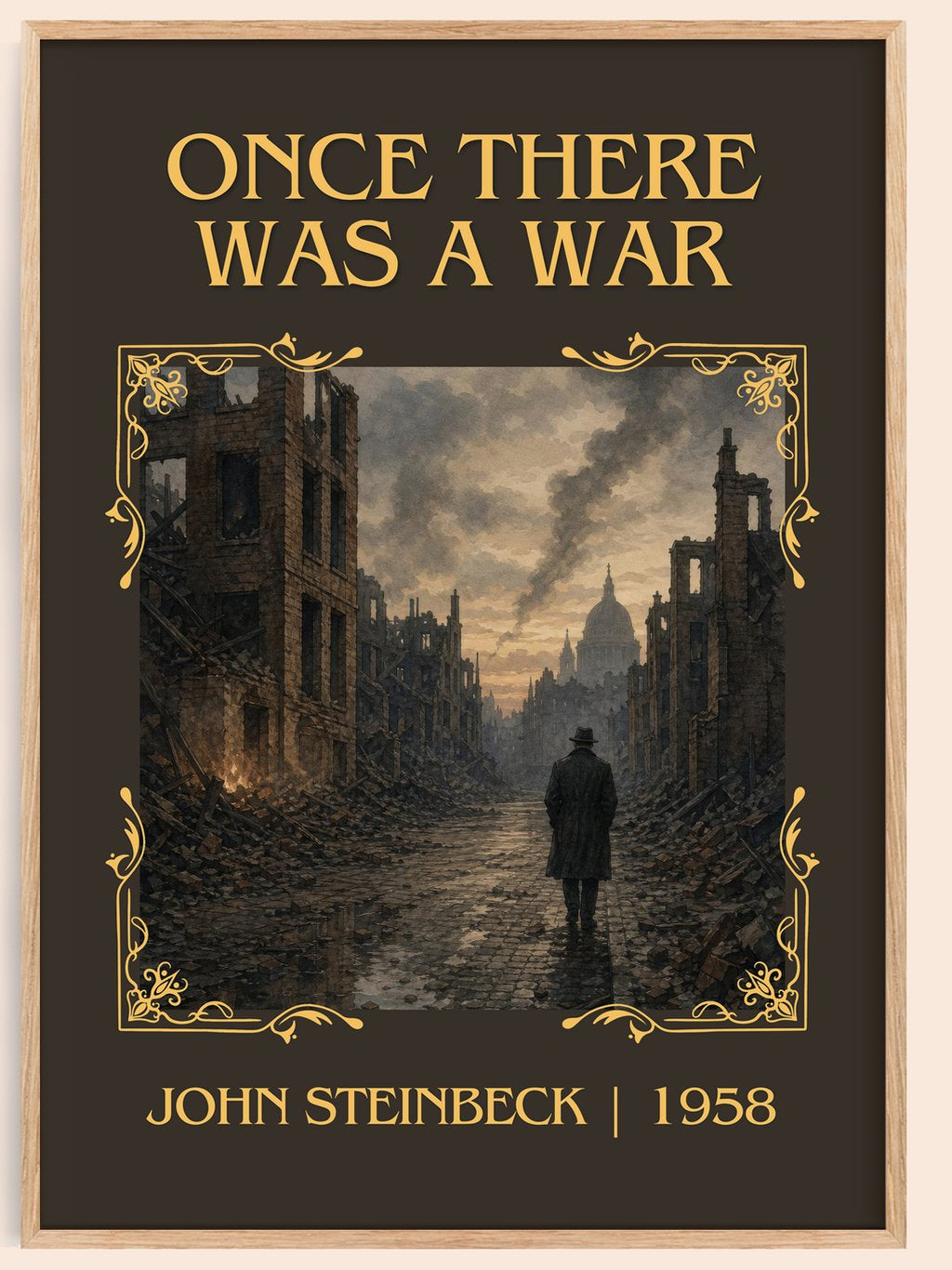 Once There Was A War Classic Book Art Print by John Steinbeck – book poster