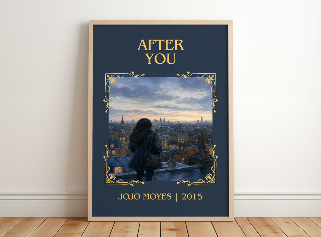 After You Classic Book Art Print by Jojo Moyes – framed print leaning on a wooden floor
