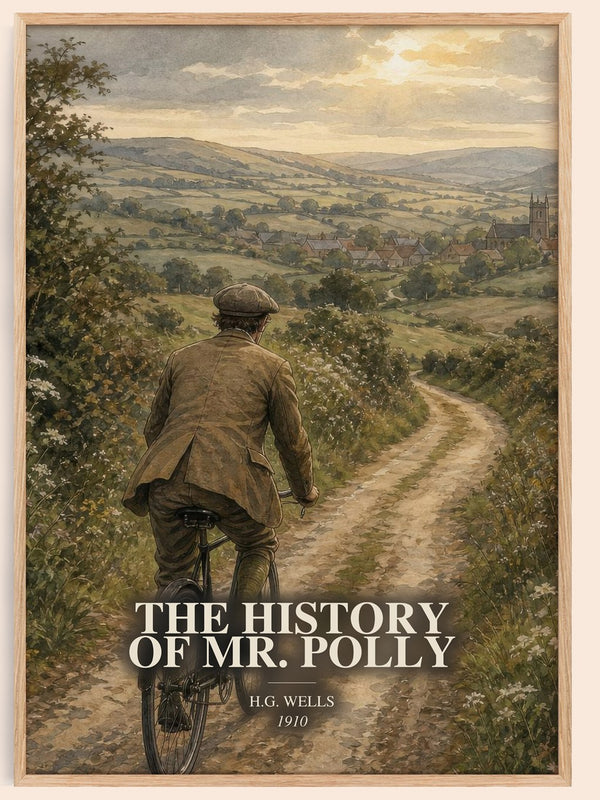 The History Of Mr. Polly watercolour book poster by H.G. Wells – framed literary art print
