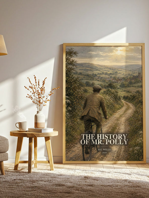 The History Of Mr. Polly watercolour print in frame leaning in hallway – classic literature wall art