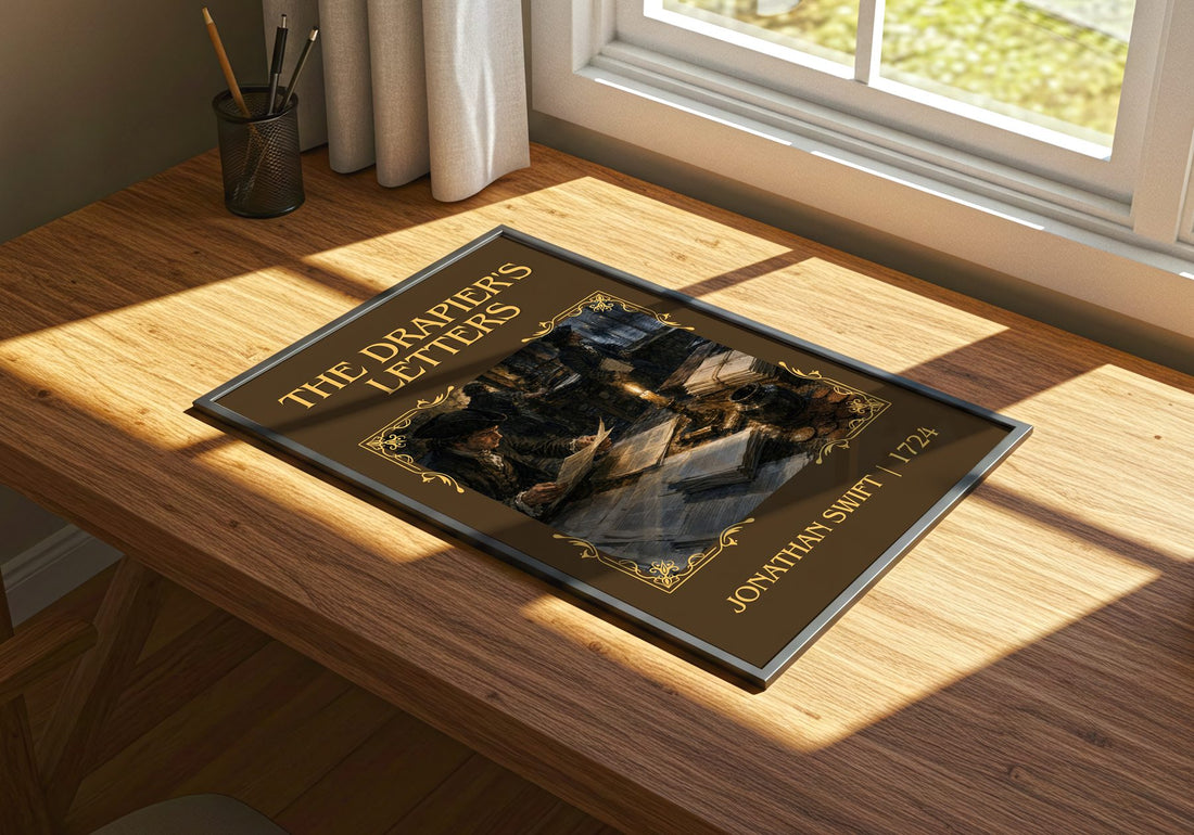 The Drapier's Letters Classic Book Art Print by Jonathan Swift – print on a sunlit desk