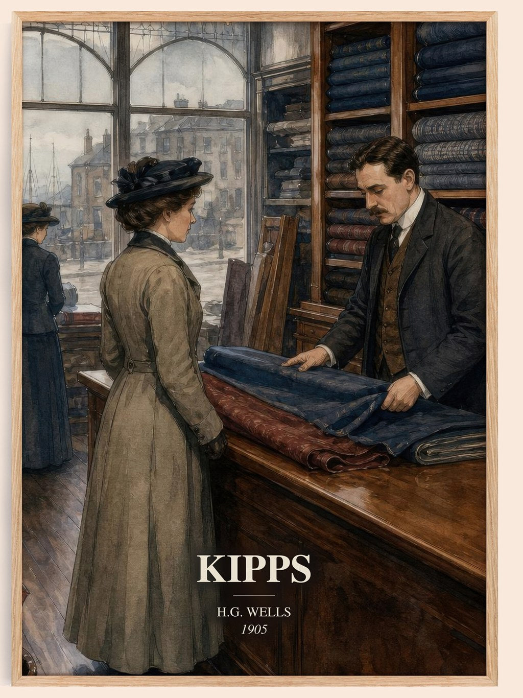 Kipps watercolour book poster by H.G. Wells – framed literary art print