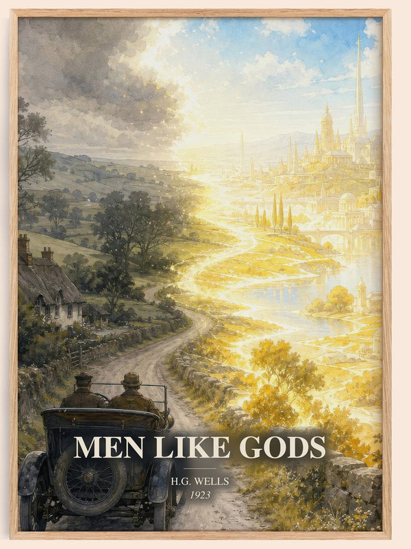Men Like Gods watercolour book poster by H.G. Wells – framed literary art print
