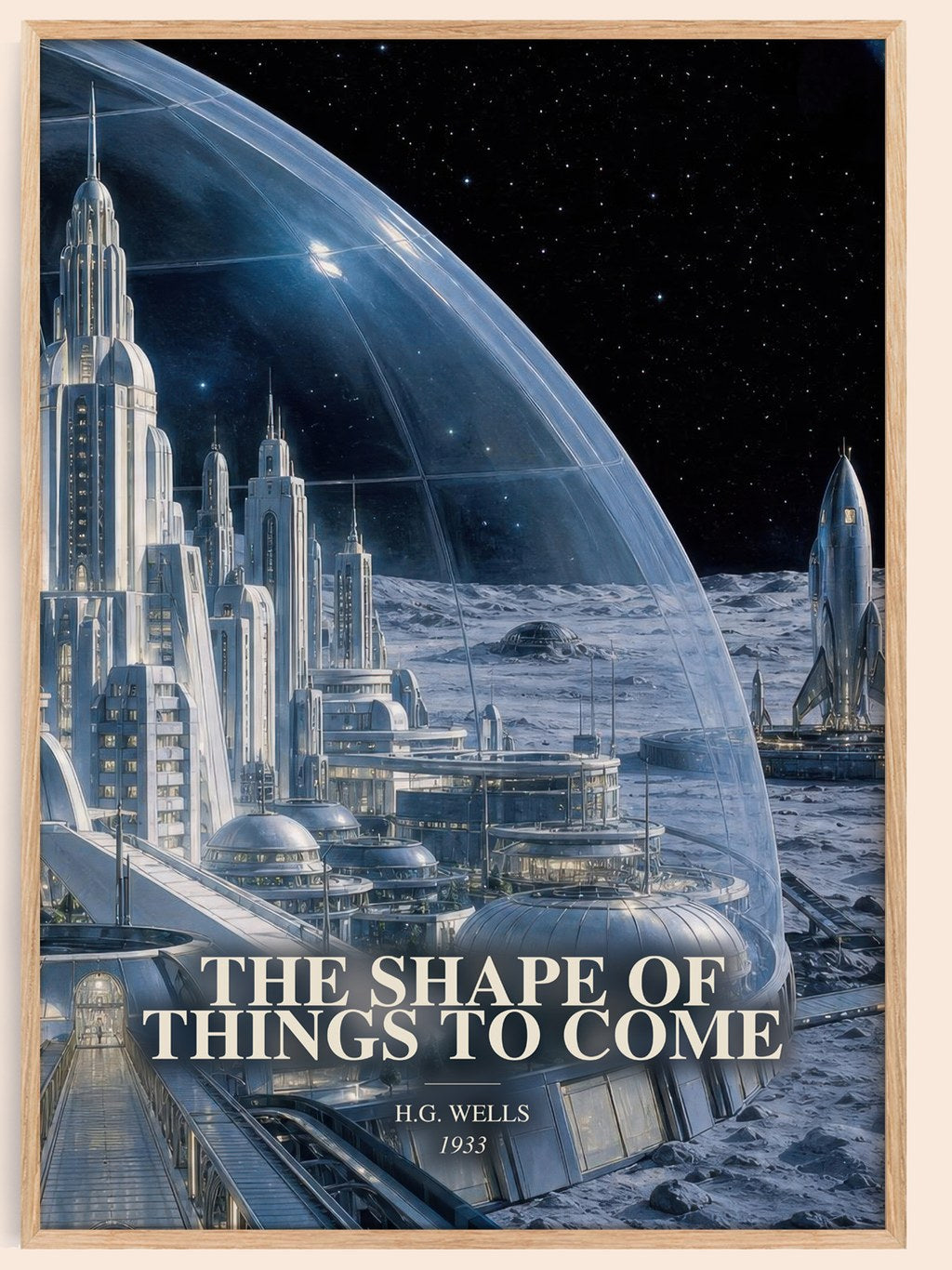 The Shape Of Things To Come watercolour book poster by H.G. Wells – framed literary art print