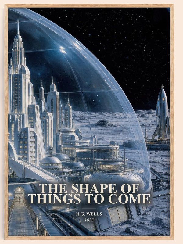 The Shape Of Things To Come watercolour book poster by H.G. Wells – framed literary art print