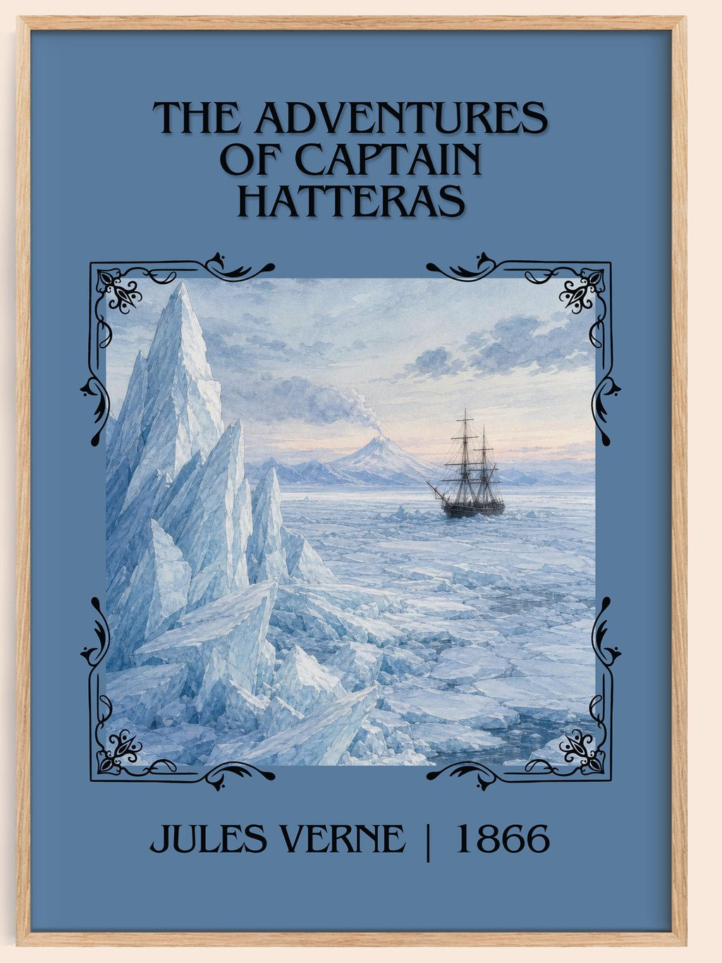 Adventures Of Captain Hatteras Classic Book Art Print by Jules Verne – book poster