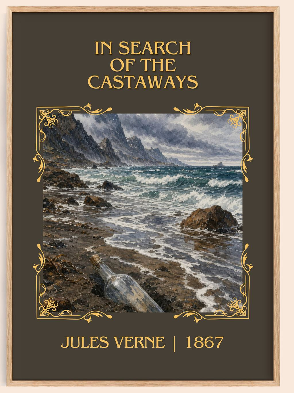 In Search Of The Castaways Classic Book Art Print by Jules Verne – book poster
