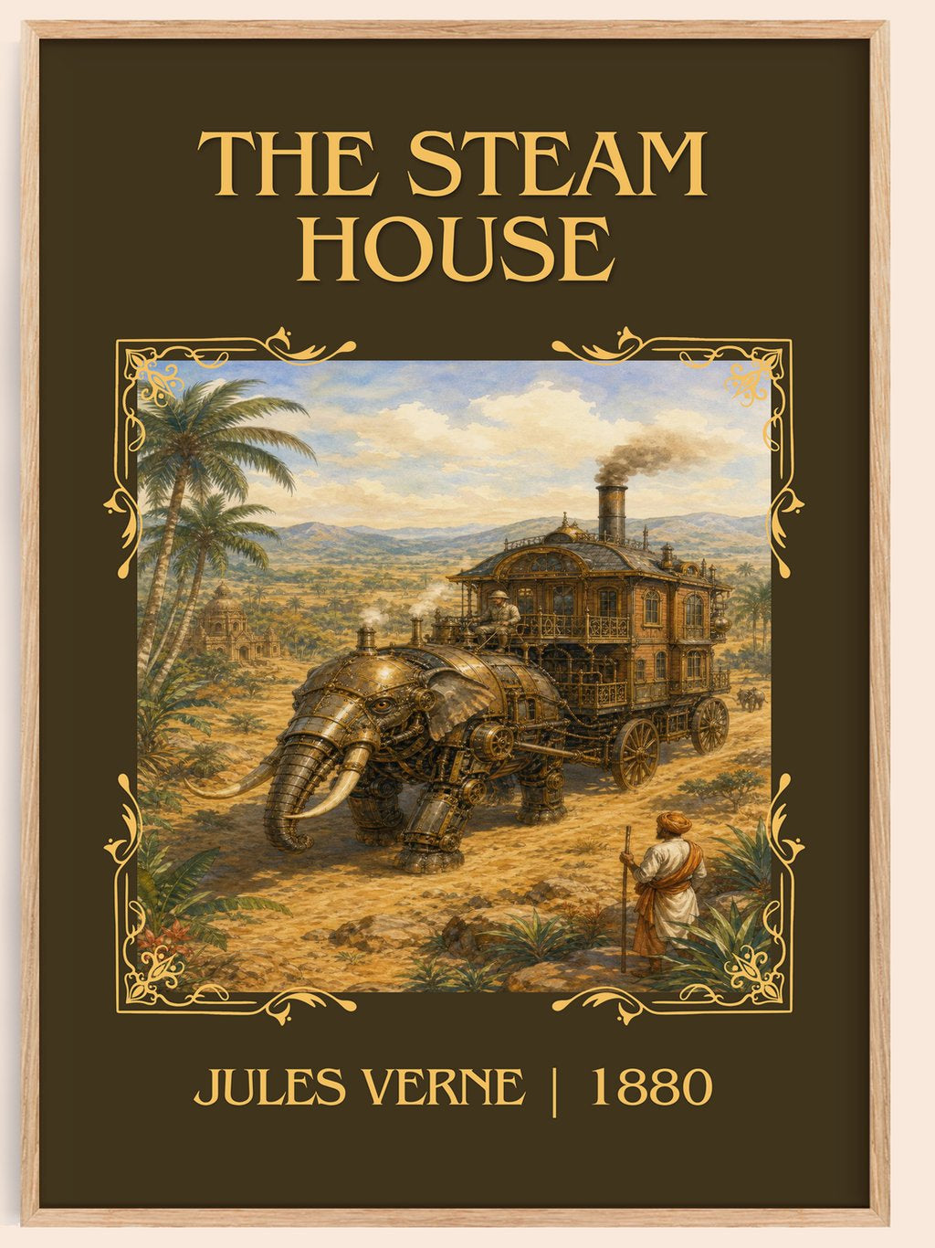 The Steam House Classic Book Art Print by Jules Verne – book poster