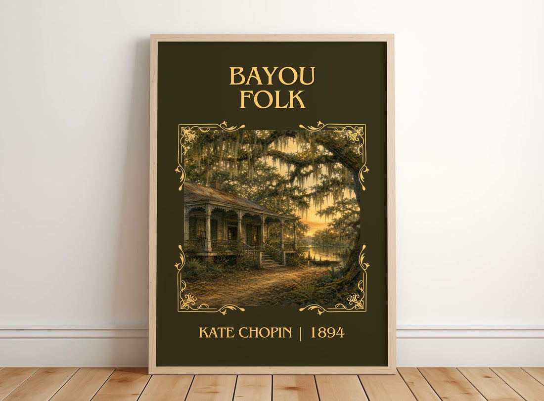 Bayou Folk Classic Book Art Print by Kate Chopin – framed print leaning on a wooden floor