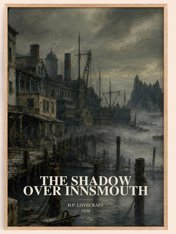 The Shadow Over Innsmouth watercolour book poster by H.P. Lovecraft – framed literary art print