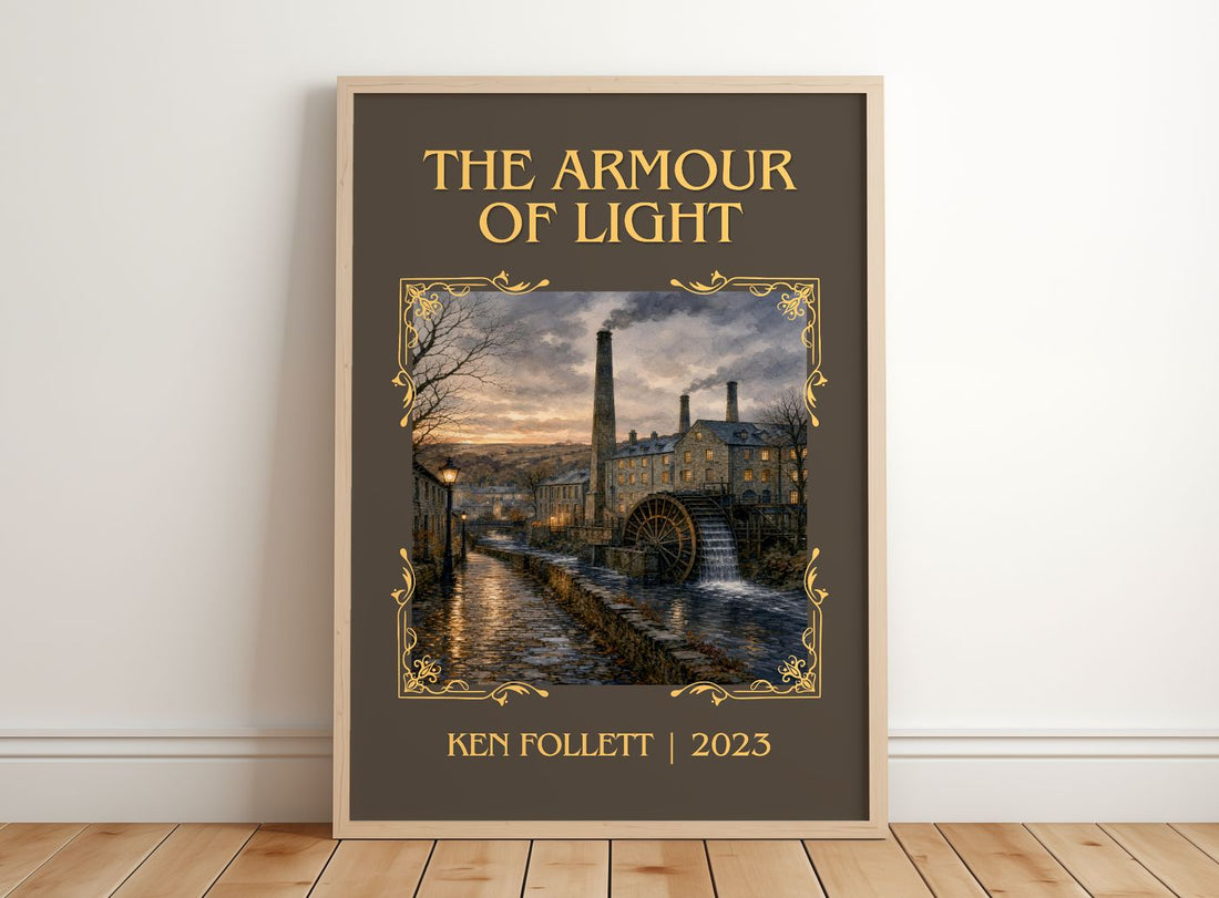 The Armour Of Light Classic Book Art Print by Ken Follett – framed print leaning on a wooden floor