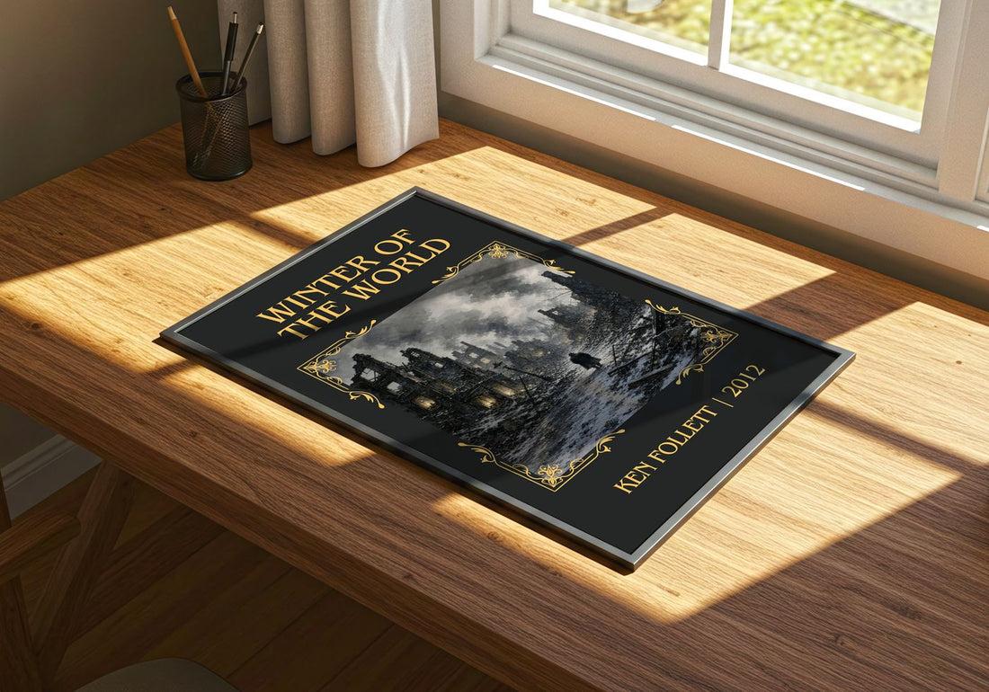 Winter Of The World Classic Book Art Print by Ken Follett – print on a sunlit desk