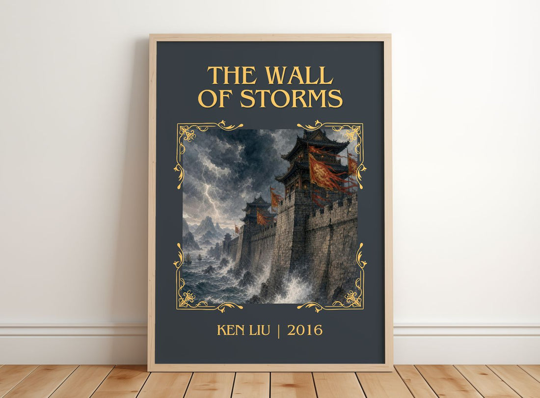 The Wall Of Storms Classic Book Art Print by Ken Liu – framed print leaning on a wooden floor