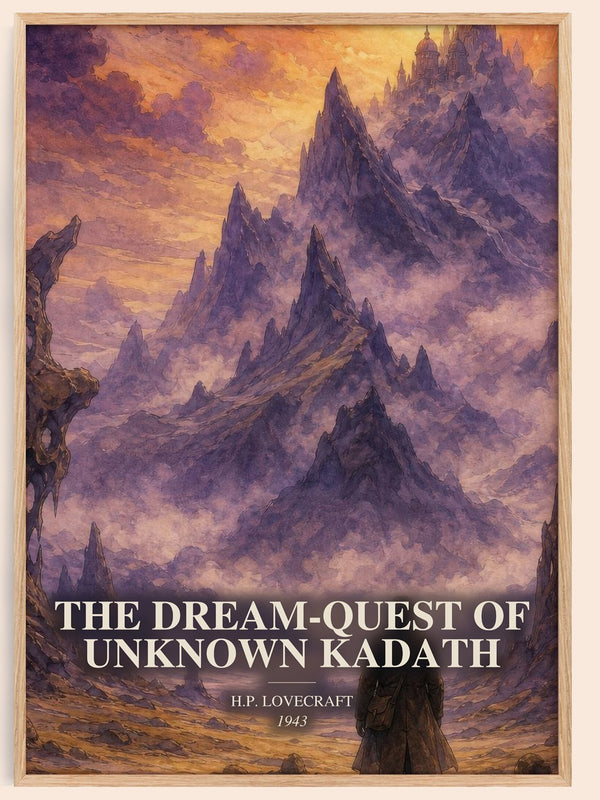 The Dream-Quest Of Unknown Kadath watercolour book poster by H.P. Lovecraft – framed literary art print