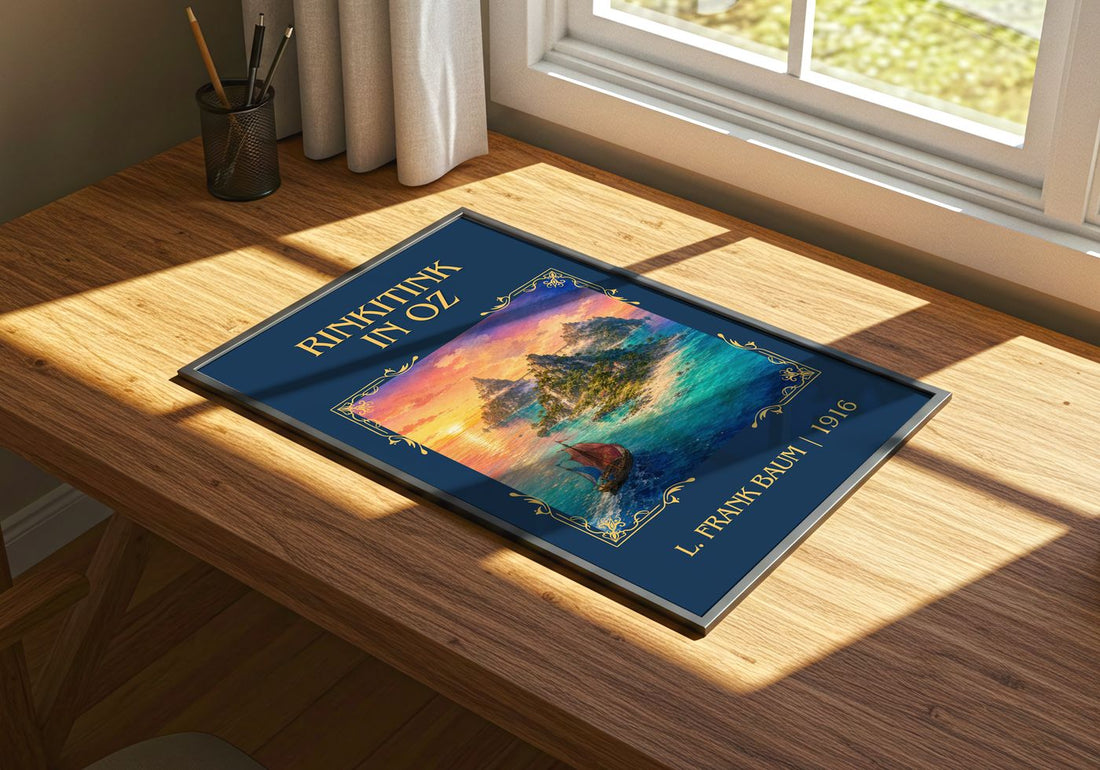 Rinkitink In Oz Classic Book Art Print by L. Frank Baum – print on a sunlit desk