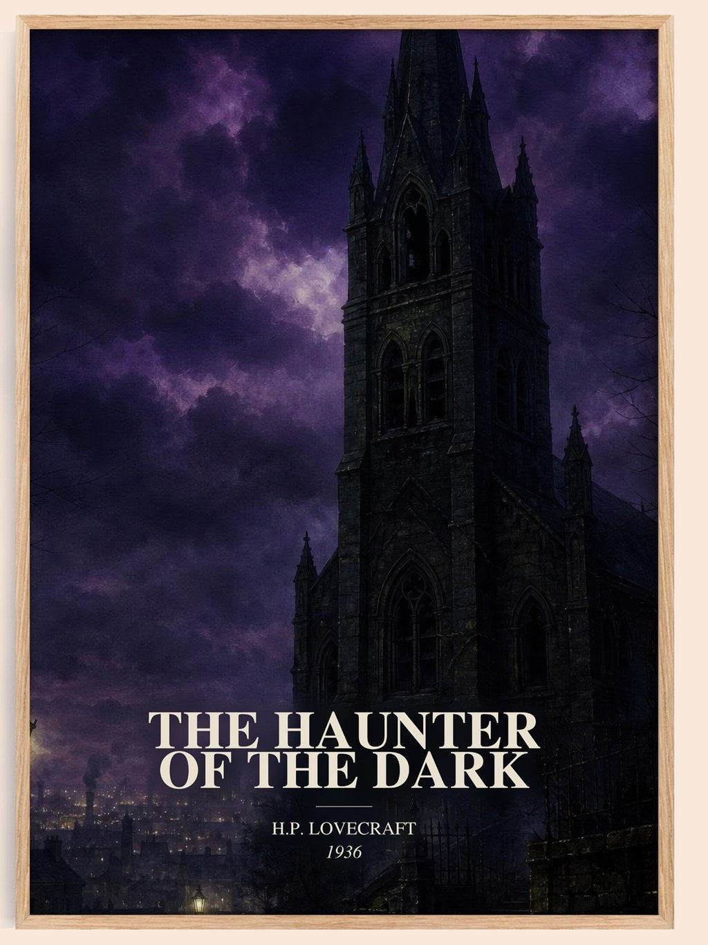 The Haunter Of The Dark watercolour book poster by H.P. Lovecraft – framed literary art print