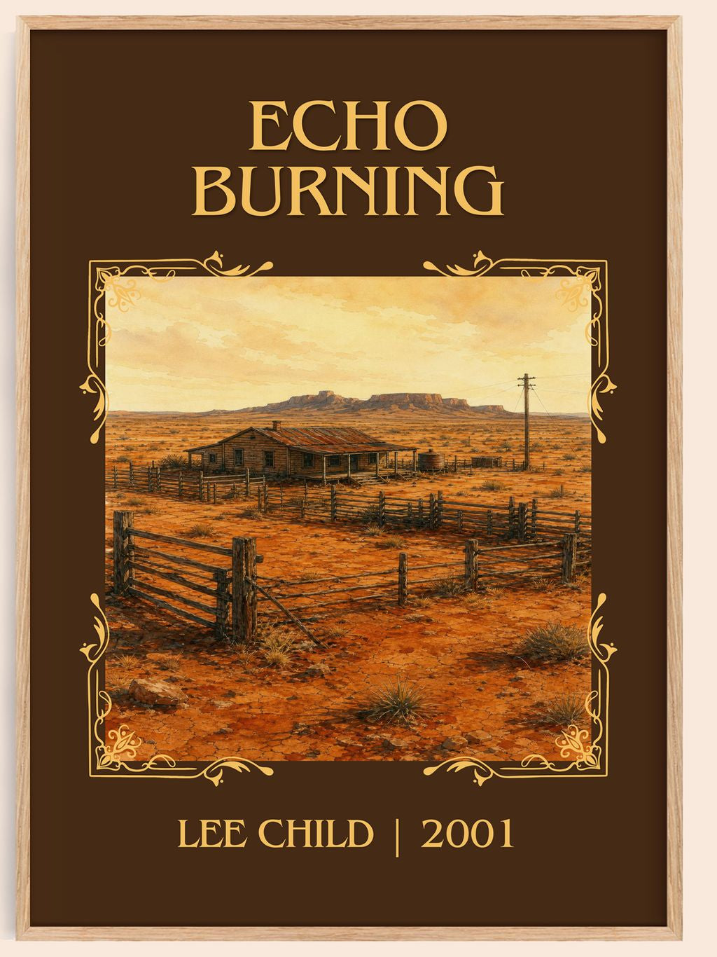 Echo Burning Classic Book Art Print by Lee Child – book poster