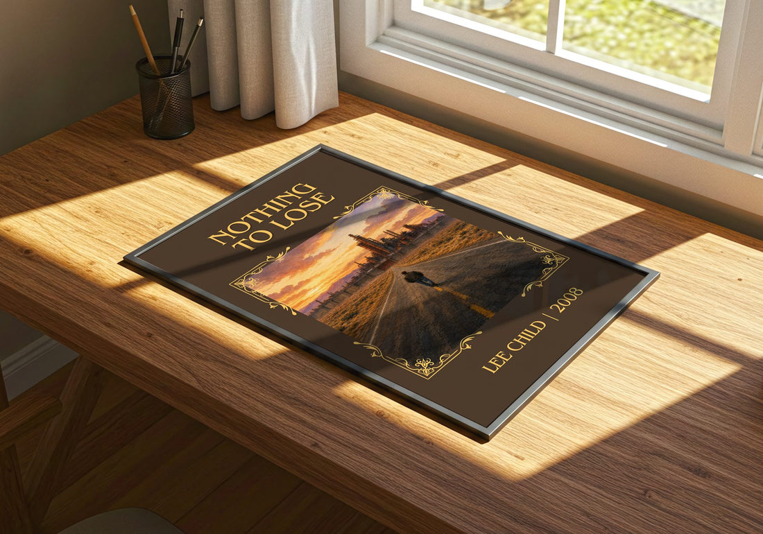 Nothing To Lose Classic Book Art Print by Lee Child – print on a sunlit desk
