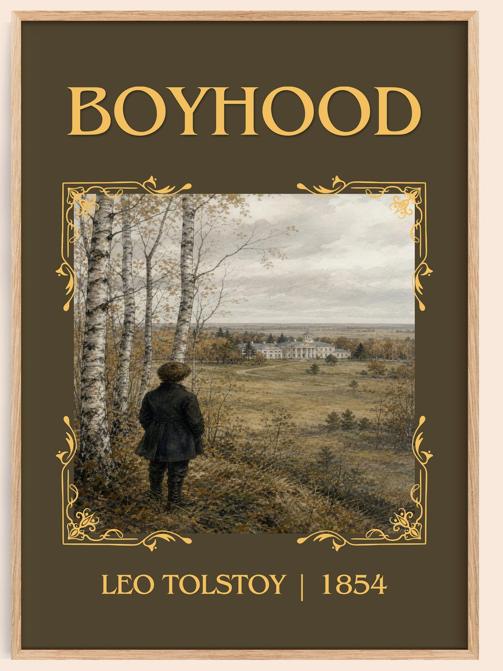 Boyhood Classic Book Art Print by Leo Tolstoy – book poster