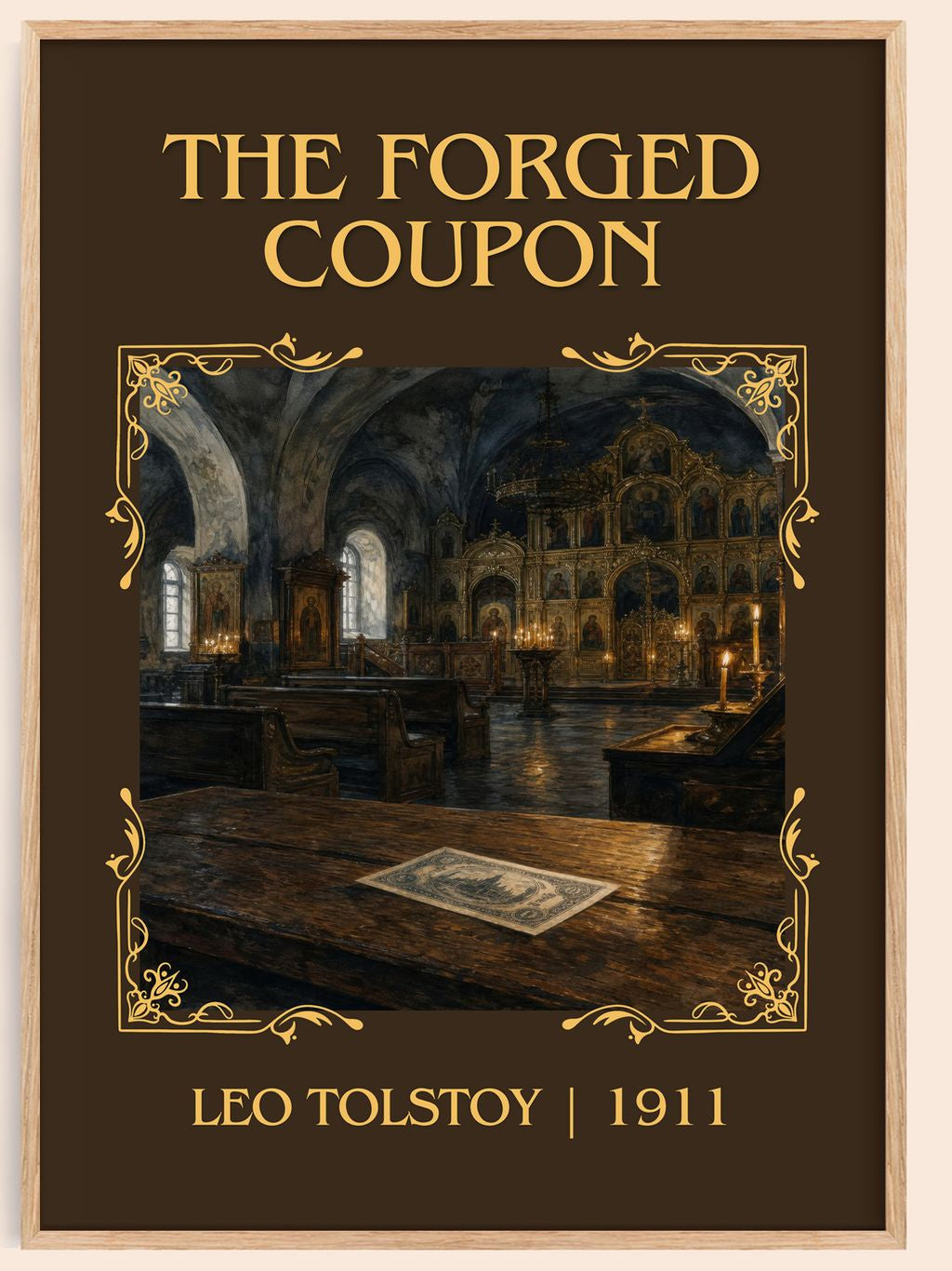 The Forged Coupon Classic Book Art Print by Leo Tolstoy – book poster