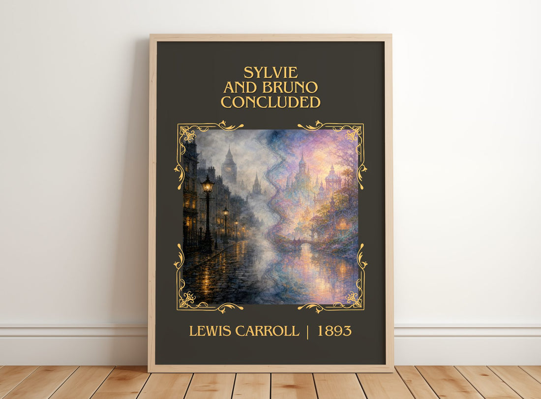 Sylvie And Bruno Concluded Classic Book Art Print by Lewis Carroll – framed print leaning on a wooden floor