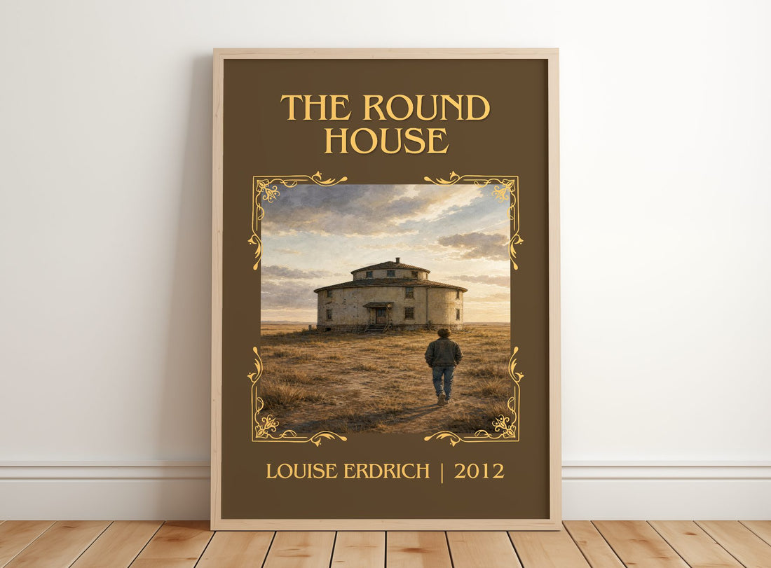 The Round House Classic Book Art Print by Louise Erdrich – framed print leaning on a wooden floor