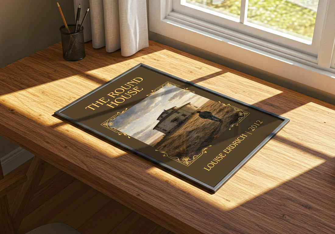 The Round House Classic Book Art Print by Louise Erdrich – print on a sunlit desk