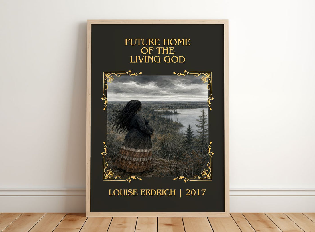 Future Home Of The Living God Classic Book Art Print by Louise Erdrich – framed print leaning on a wooden floor