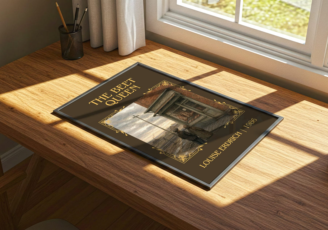 The Beet Queen Classic Book Art Print by Louise Erdrich – print on a sunlit desk