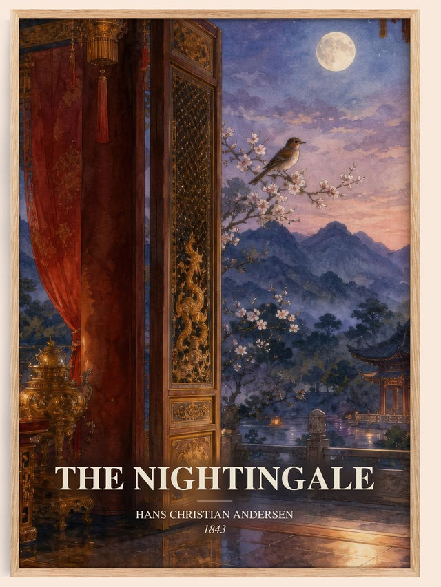 Nightingale Book Watercolour Illustration by Hans Christian Andersen