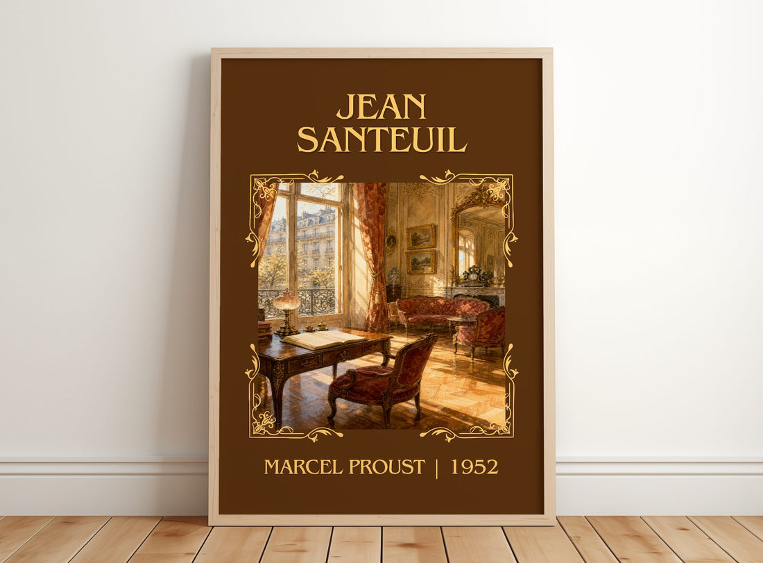 Jean Santeuil Classic Book Art Print by Marcel Proust – framed print leaning on a wooden floor