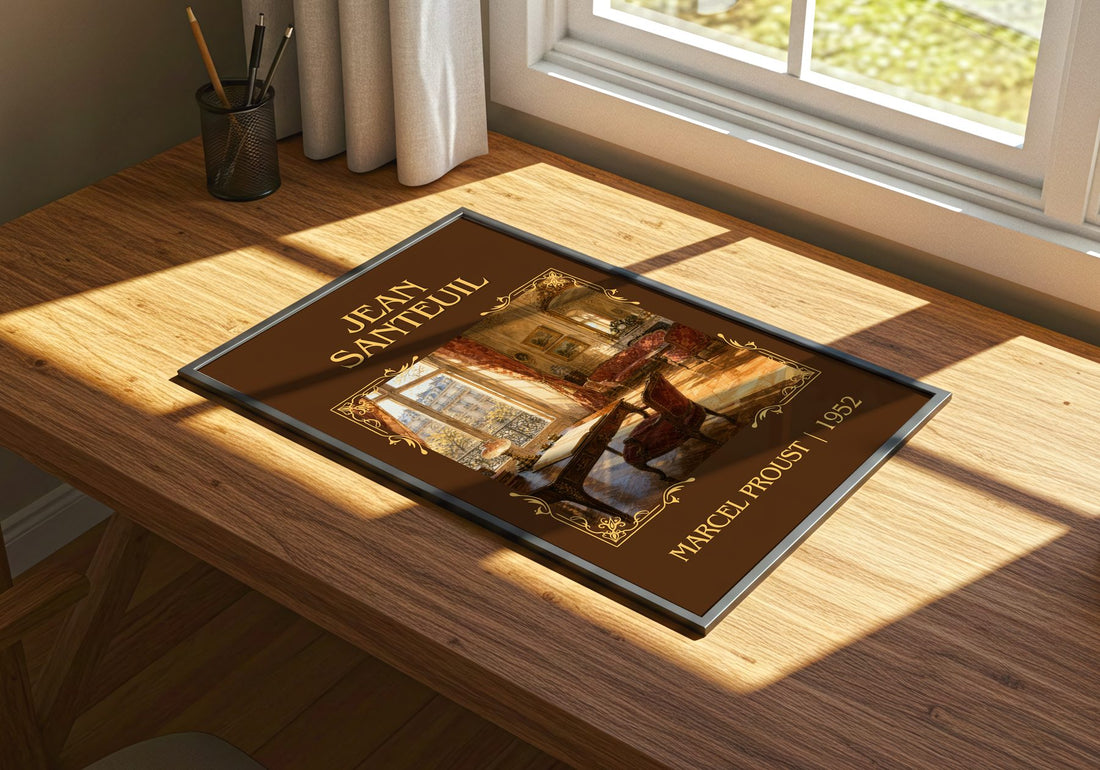 Jean Santeuil Classic Book Art Print by Marcel Proust – print on a sunlit desk