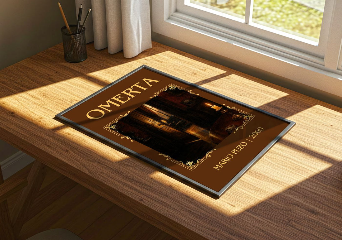 Omertà Classic Book Art Print by Mario Puzo – print on a sunlit desk