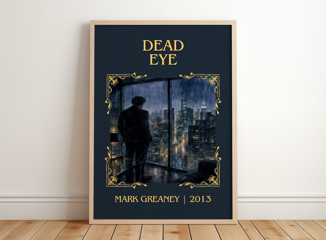 Dead Eye Classic Book Art Print by Mark Greaney – framed print leaning on a wooden floor