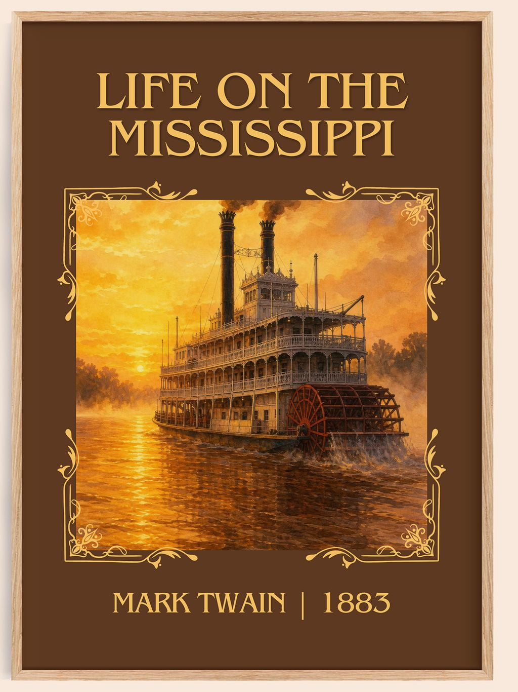 Life On The Mississippi Classic Book Art Print by Mark Twain – book poster