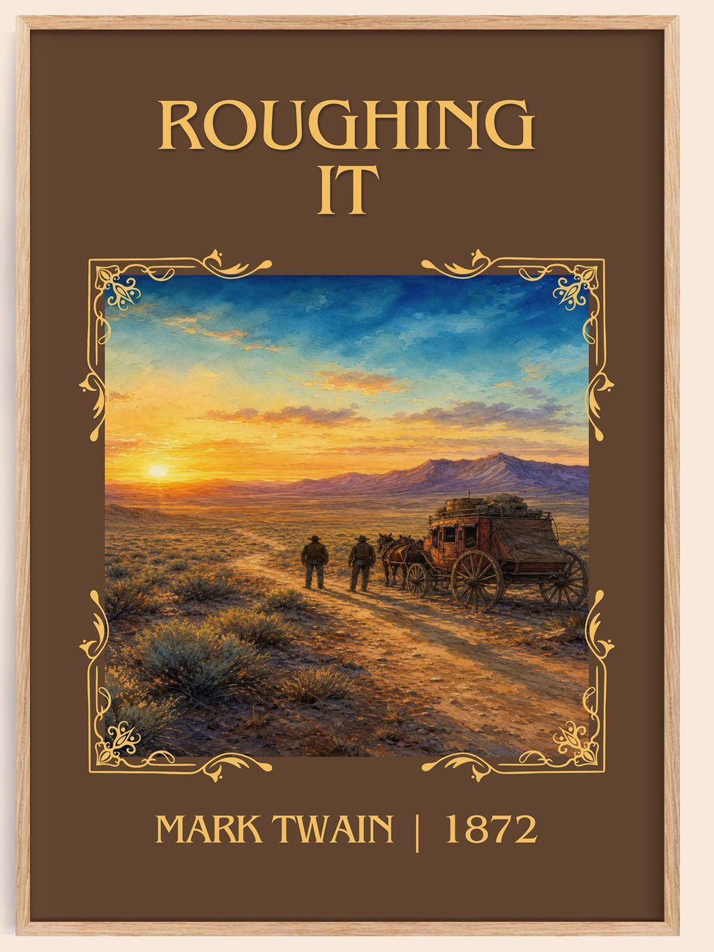 Roughing It Classic Book Art Print by Mark Twain – book poster