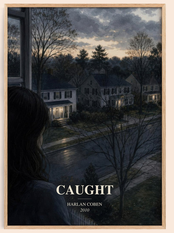 Caught watercolour book poster by Harlan Coben – framed literary art print