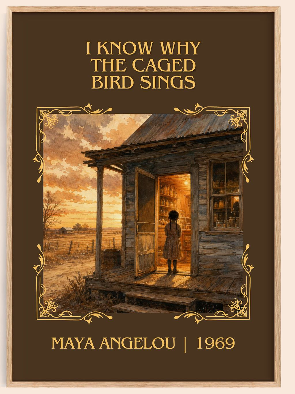 I Know Why The Caged Bird Sings Classic Book Art Print by Maya Angelou – book poster