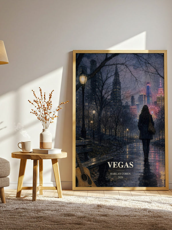 Vegas watercolour print in frame leaning in hallway – thriller wall art