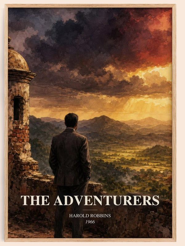 The Adventurers watercolour book poster by Harold Robbins – framed literary art print