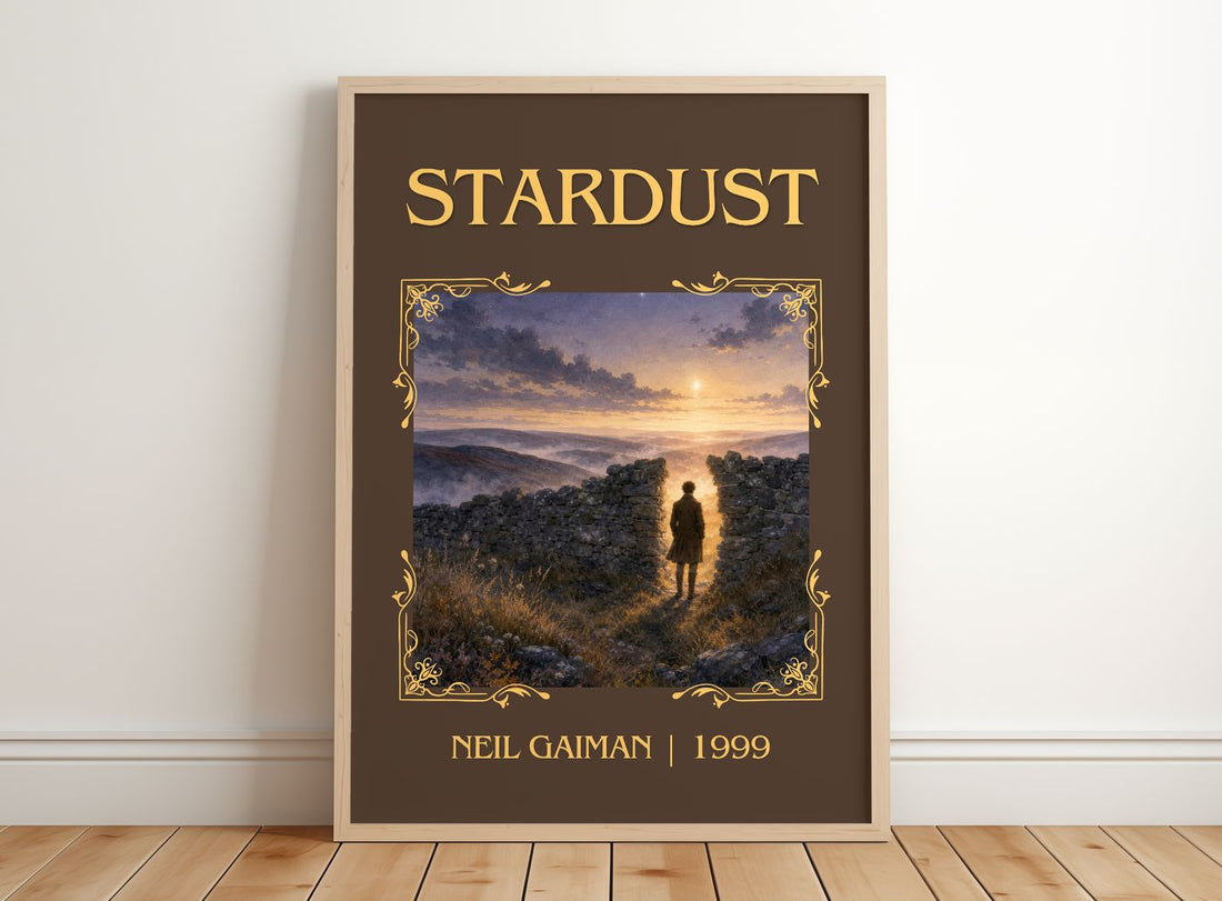 Stardust Classic Book Art Print by Neil Gaiman – framed print leaning on a wooden floor