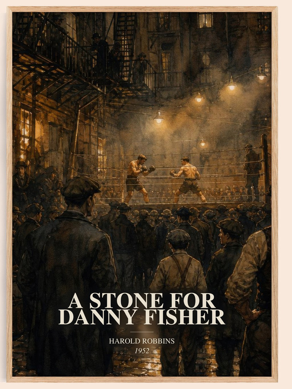 A Stone For Danny Fisher watercolour book poster by Harold Robbins – framed literary art print