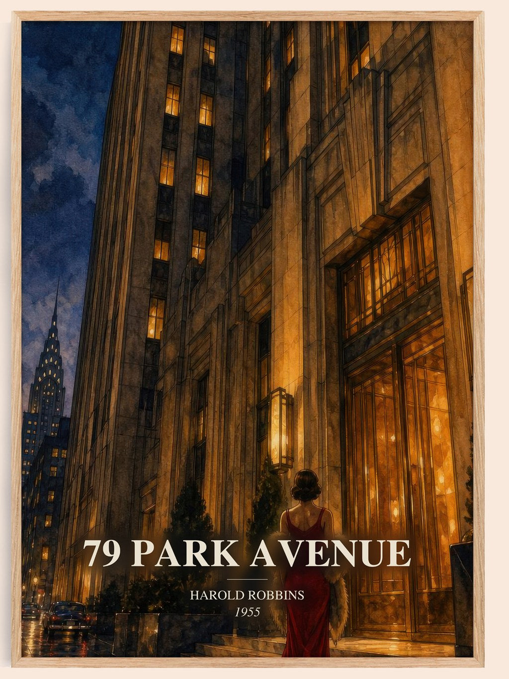 79 Park Avenue watercolour book poster by Harold Robbins – framed literary art print