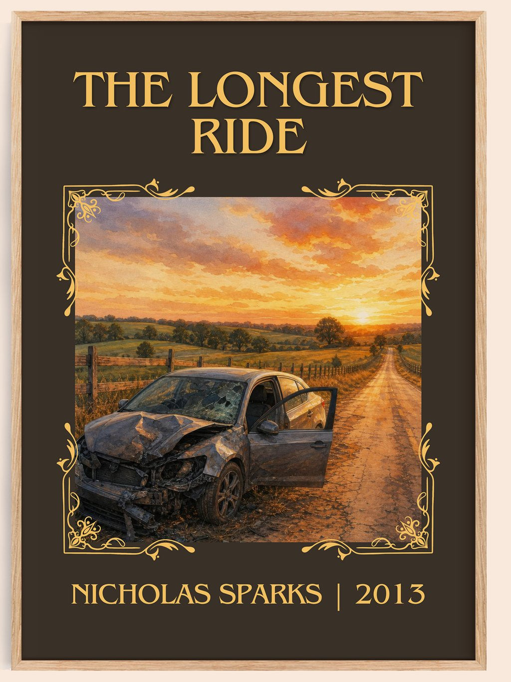 The Longest Ride Classic Book Art Print by Nicholas Sparks – book poster