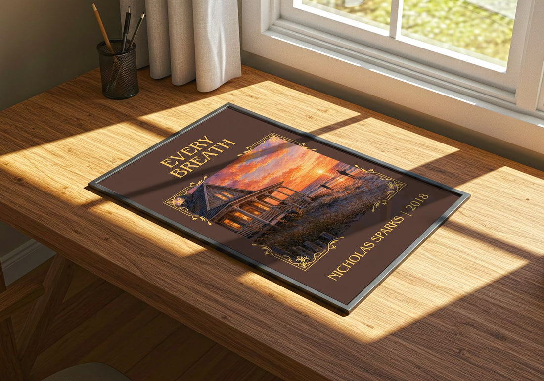 Every Breath Classic Book Art Print by Nicholas Sparks – print on a sunlit desk