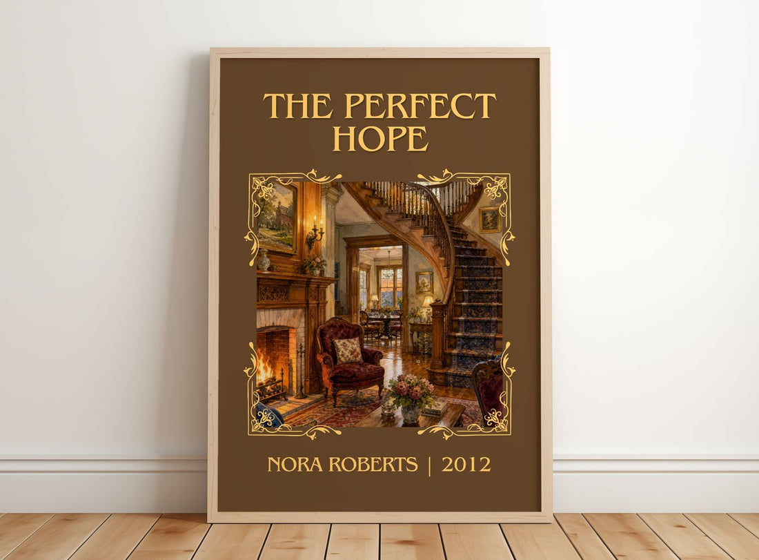 The Perfect Hope Classic Book Art Print by Nora Roberts – framed print leaning on a wooden floor