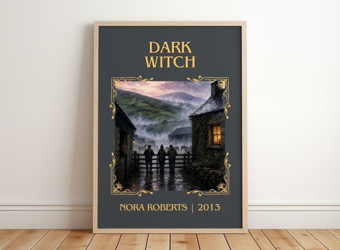 Dark Witch Classic Book Art Print by Nora Roberts – framed print leaning on a wooden floor