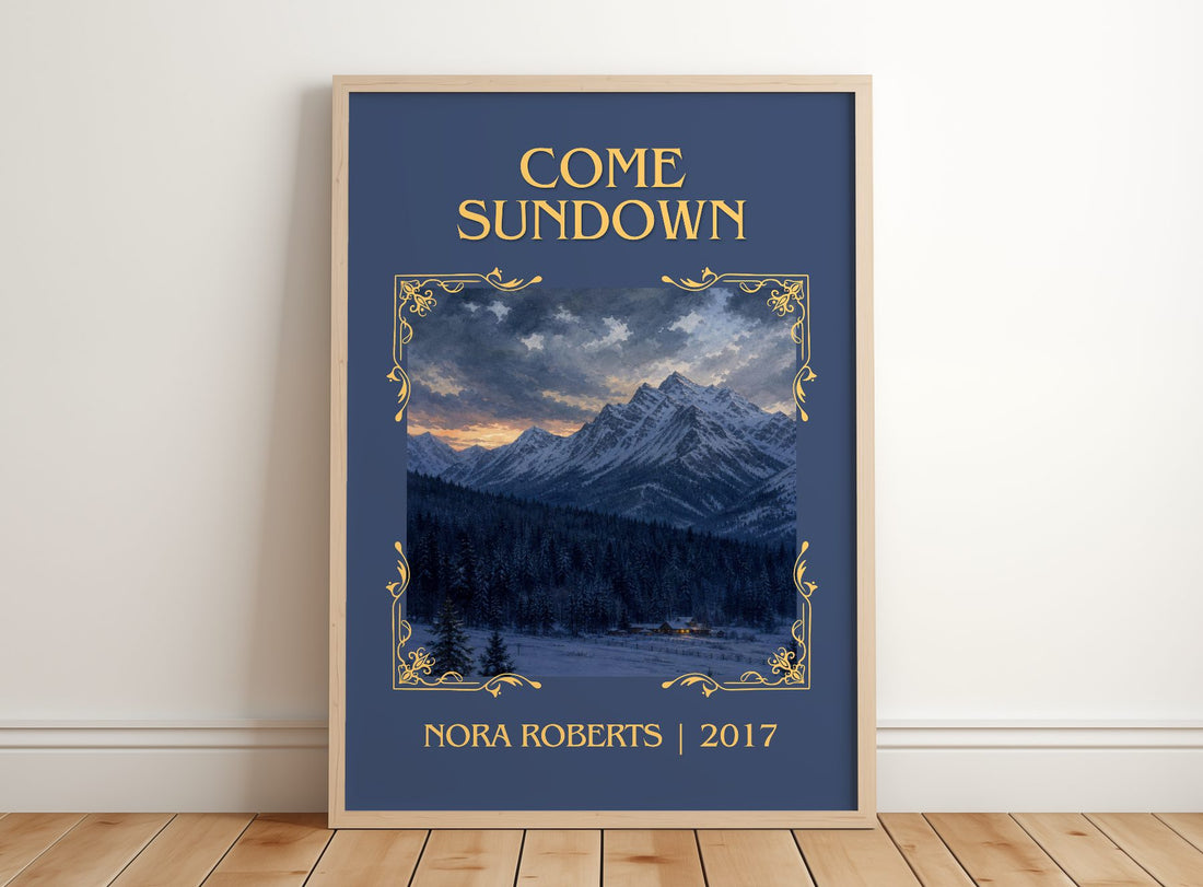 Come Sundown Classic Book Art Print by Nora Roberts – framed print leaning on a wooden floor