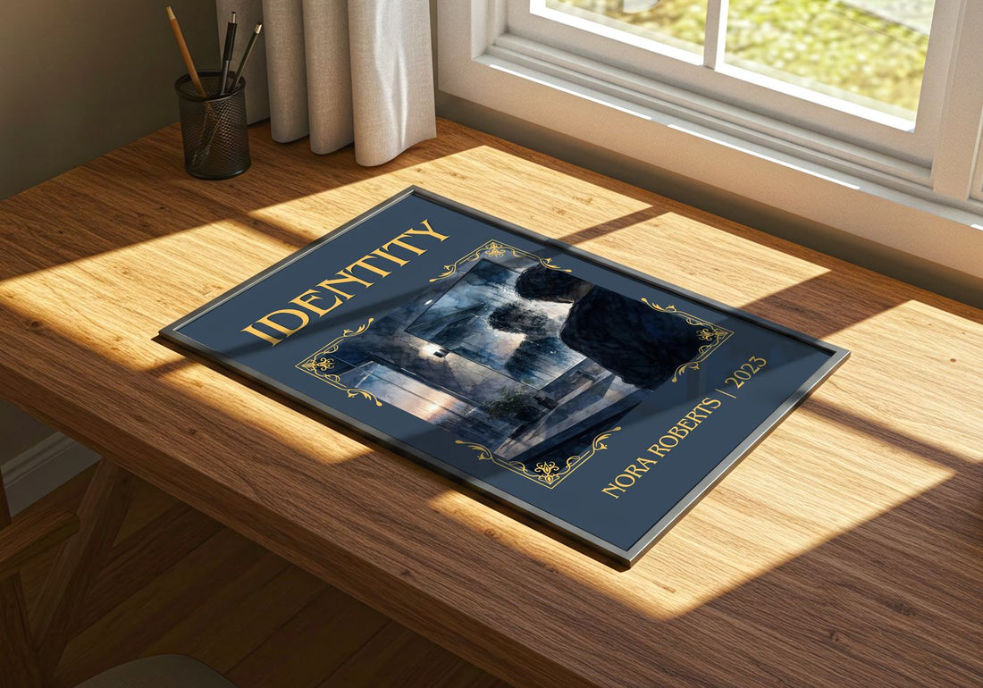 Identity Classic Book Art Print by Nora Roberts – print on a sunlit desk