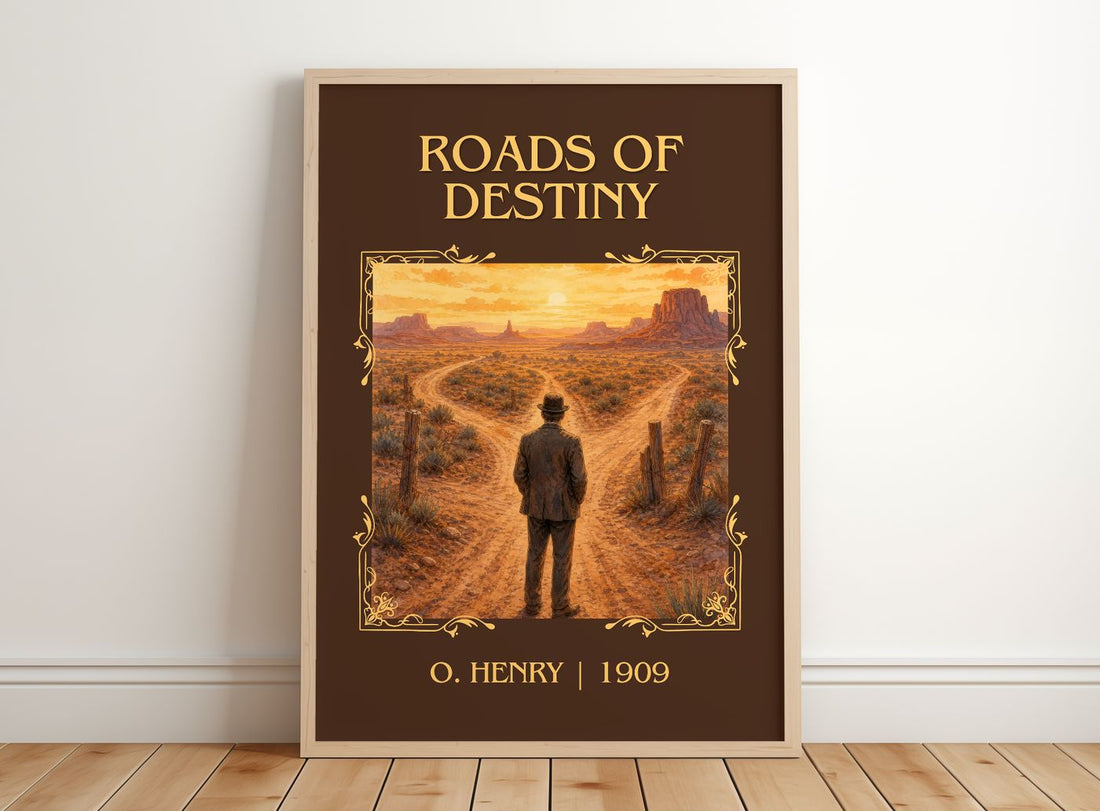 Roads Of Destiny Classic Book Art Print by O. Henry – framed print leaning on a wooden floor